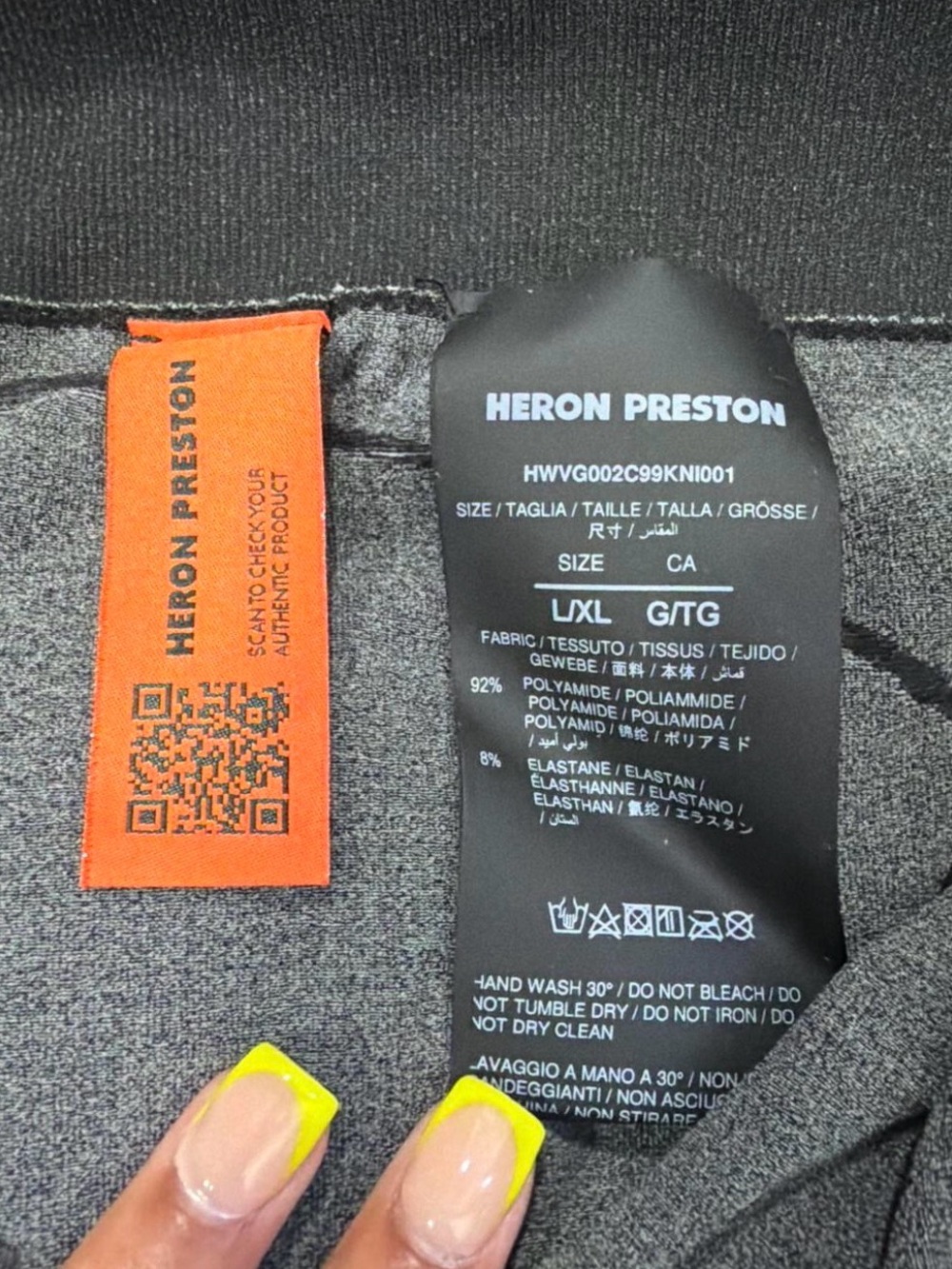 Heron Preston Black Knit Top with Orange Logo Tab - Picture 3 of 4